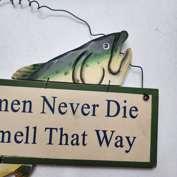 Fisherman Wall Decor Set – Rustic Sign & Hooks – Great Gift for Fishing Fans - Picture 5 of 9